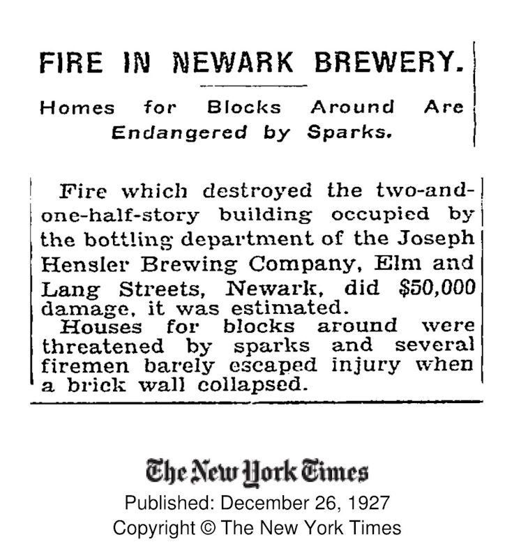 19271226 - Fire in Newark Brewery
December 26, 1927
The New York Times
