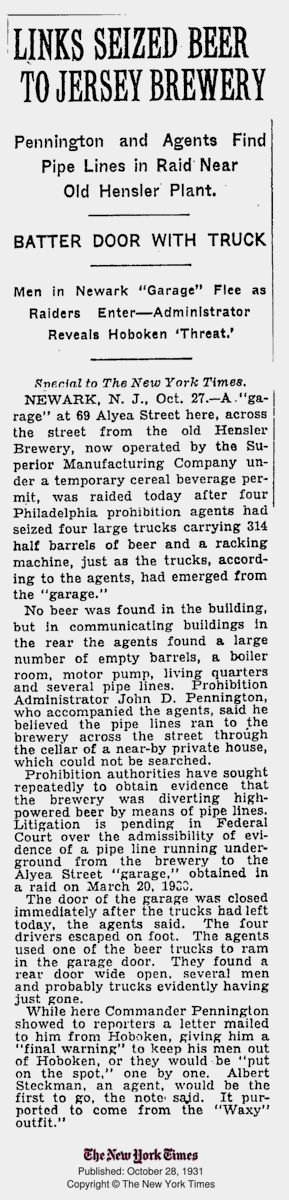 19311028 - Links Seized Beer to Jersey Brewery
New York Times
October 28, 1931
