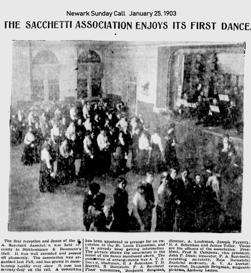 The Sacchetti Association Enjoys Its First Dance
January 25, 1903
