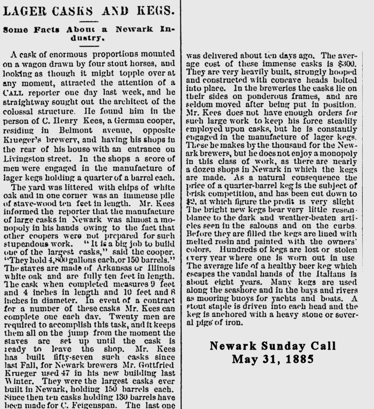 Lager Casks and Kegs
May 31, 1885
