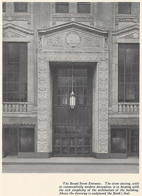 Broad Street Entrance
Photo from "The New Home of the National Newark and Essex Banking Co." 1931
