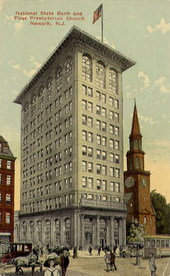 ~1915
Second Building
National State Bank (810 Broad Street, corner Mechanic Street) & the First Presbyterian Church (820 Broad Street)
