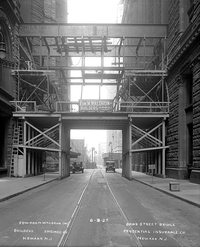 Bank Street Bridge
The construction of the Bank St. bridge connecting the 2 Prudential buildings on Broad St. Newly finished Headquarters known as the Gibraltar Building can be seen behind it.
Photo from Ray Silva
