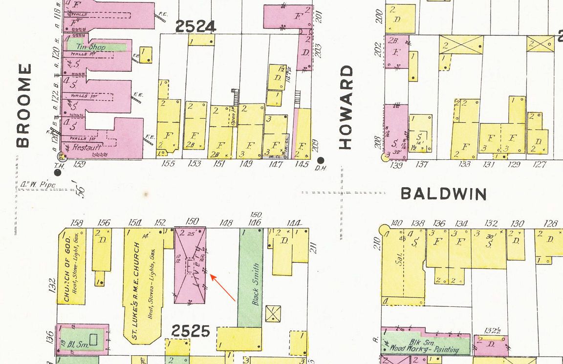 Baldwin Street Stables 1908 Map
