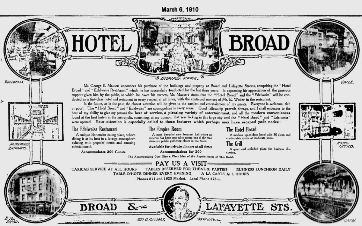 Hotel Broad
March 6, 1910
