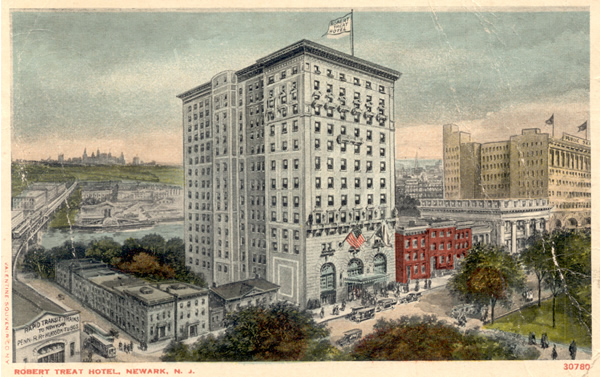 An early postcard with an unrealistic view of the Robert Treat Hotel
Photo from Richard Price
