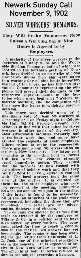 Silver Workers' Demands
November 9, 1902
