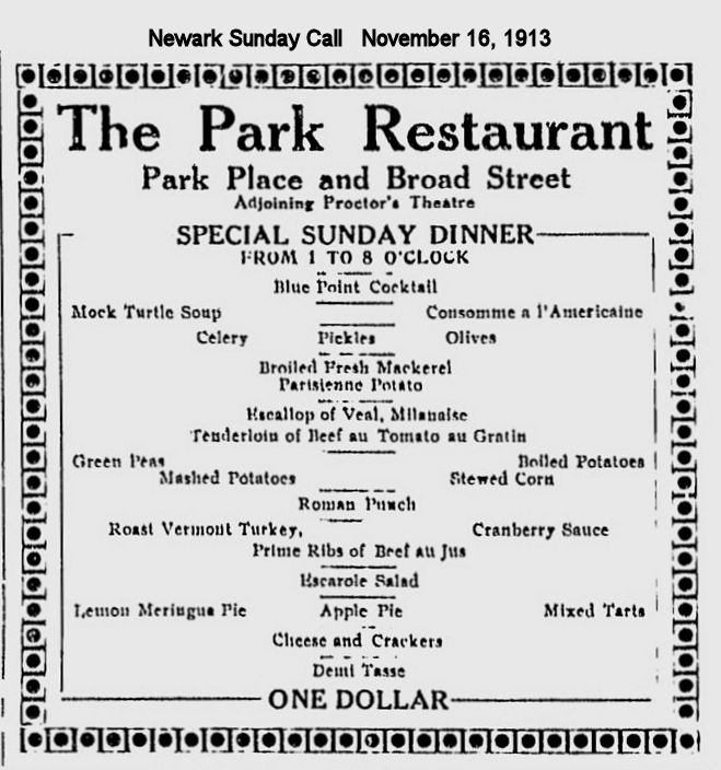 Special Sunday Dinner
1913

