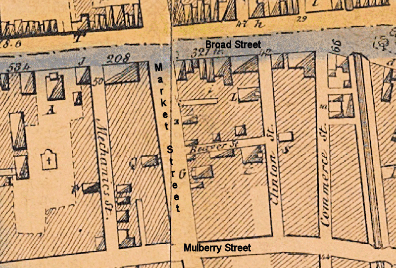 1847 Map
"Z" on the map, Market Street between Broad & Beaver Streets
