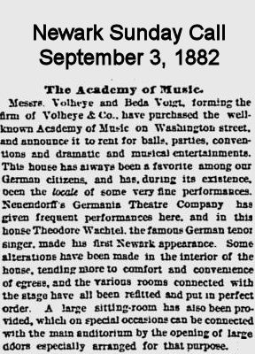 The Academy of Music
September 3, 1882
