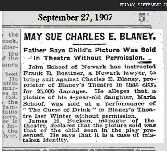 May Sue Charles E. Blaney
September 27, 1907

