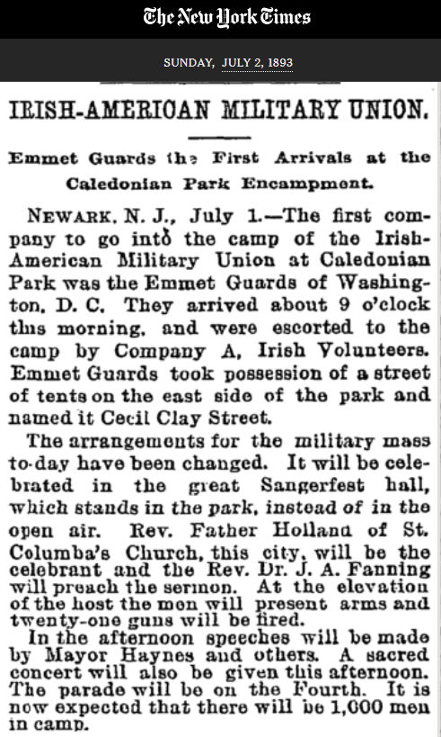 Irish-American Military Union
July 2, 1893
