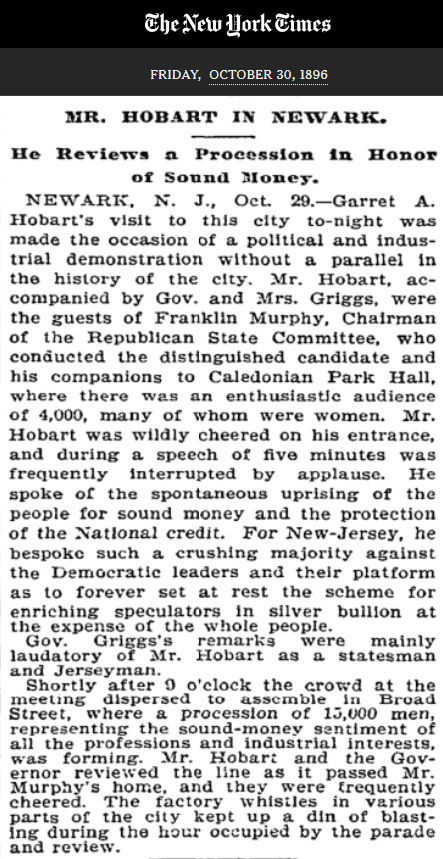 Mr. Hobart in Newark
October 30, 1896
