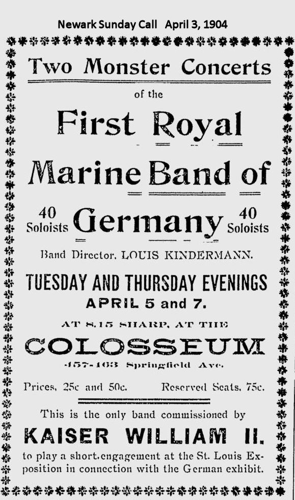 First Royal Marine Band of Germany
April 3, 1904
