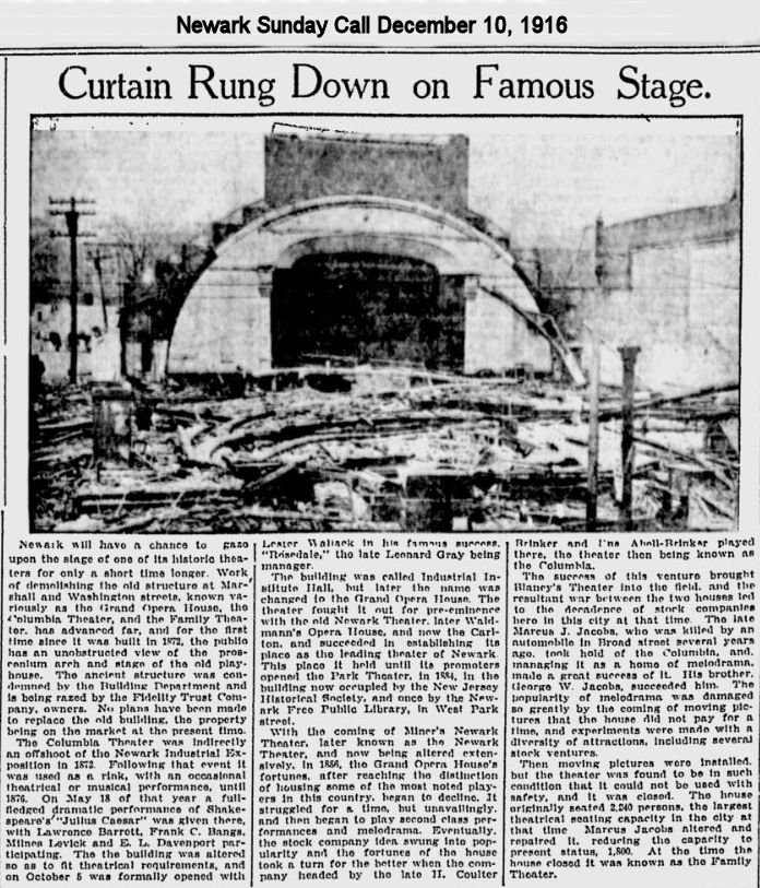 Curtain Rung Down on Famous Stage
1916
