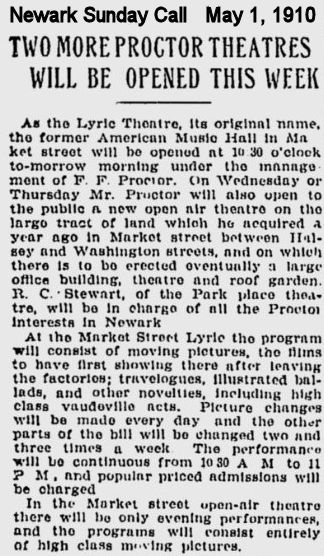 Two More Proctor Theatres Will be Opened this Week
1910
