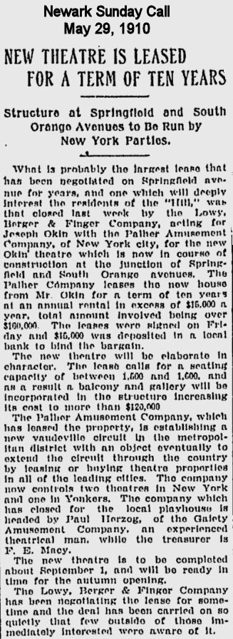 New Theatre is Leased for a Term of Ten Years
May 29, 1910
