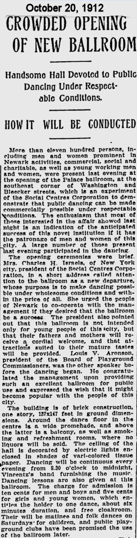 Crowded Opening of New Ballroom
October 20, 1912
