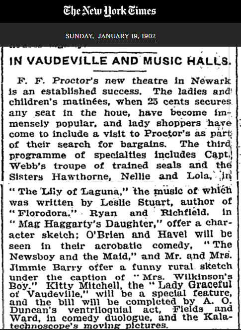 In Vaudeville and Music Halls
January 19, 1902
