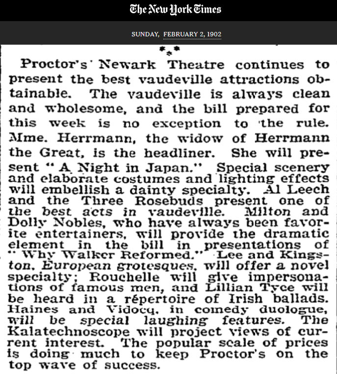 Proctor's Newark Theatre
February 2, 1902

