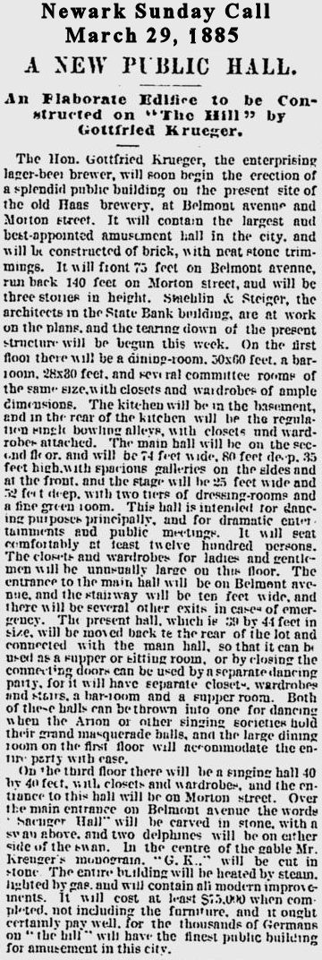 A New Public Hall
March 29, 1885
Newark Sunday Call
