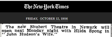 New Shubert Theatre
October 12, 1906
