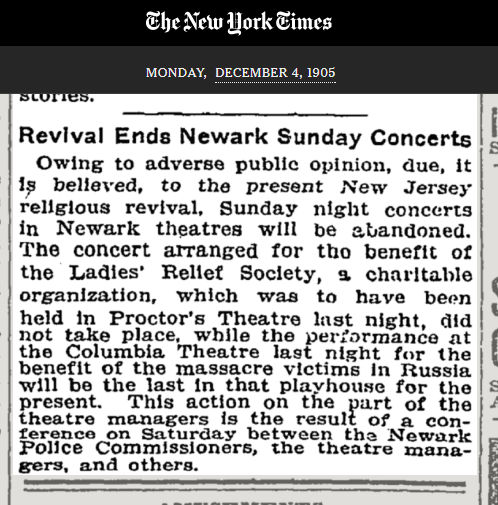 Revival Ends Newark Sunday Concerts
December 4, 1905
