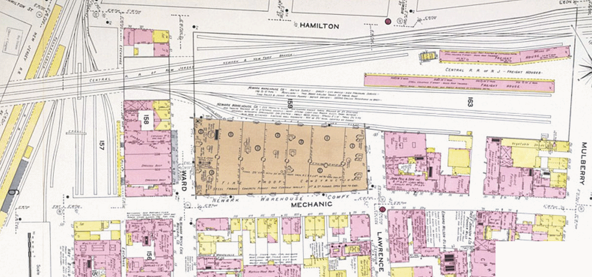 Between Mulberry Street & Pennsylvania Railroad
1908 Map
