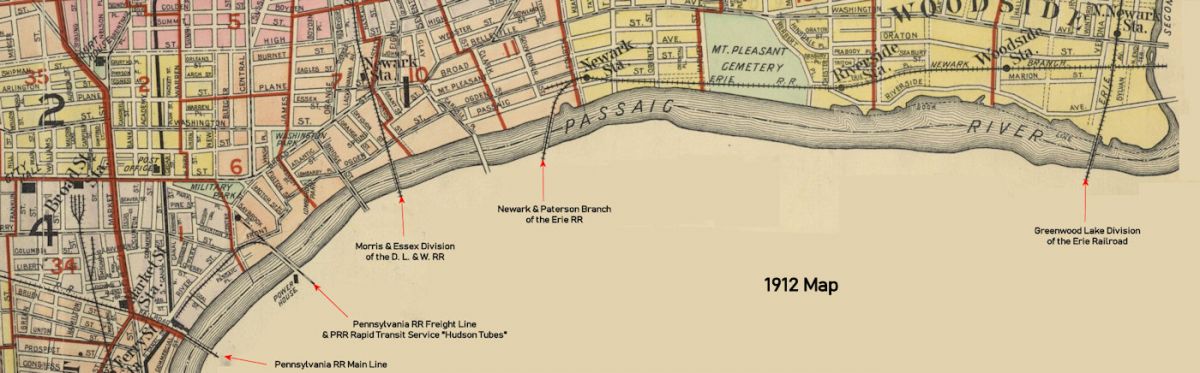 Passaic River Crossings
1912 Map
