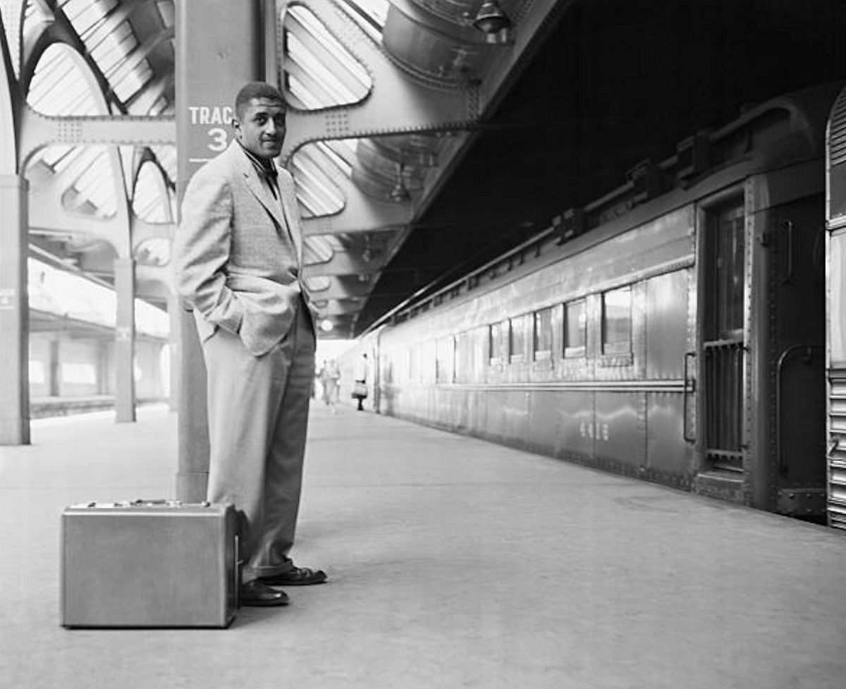 Don Newcombe
Don Newcombe of the Brooklyn Dodgers awaits a train at the Newark Penn Station. Newcombe is going to rejoin his teammates in Philadelphia following his suspension for refusing to pitch batting practice.

Photo form Bettmann
