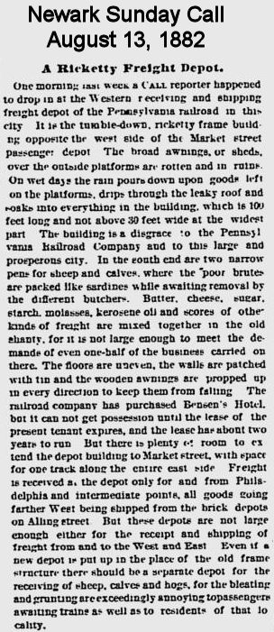 A Ricketty Freight Depot
August 13, 1882
Newark Sunday Call
