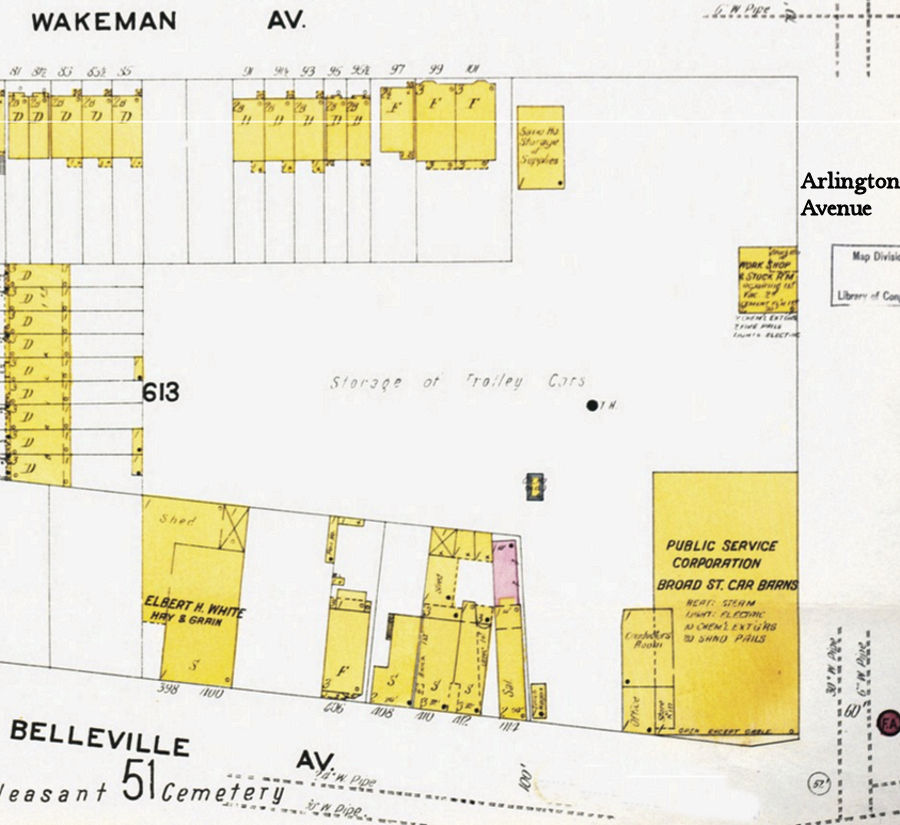 Belleville Avenue Car Barn
1909 Map

