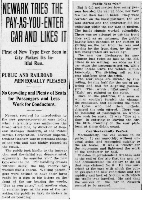 Newark Tries the Pay-As-You-Enter Car and Likes It
April 6, 1908
