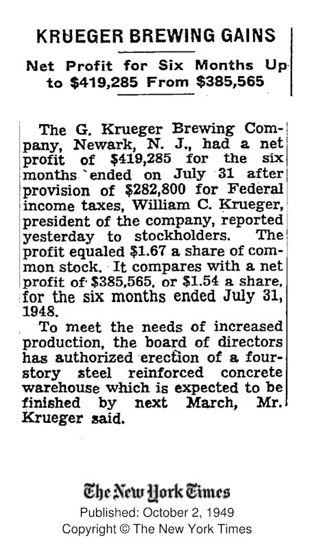 19491002 - Krueger Brewing Gains
October 2, 1949
The New York Times
