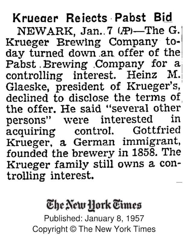 19570108 - Krueger Rejects Pabst Bid
January 8, 1957
The New York Times
