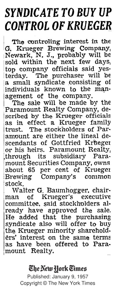 19570109 - Syndicate to Buy up Control of Krueger
January 9, 1957
The New York Times
