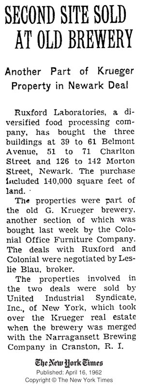 19620316 - Second Site Sold at Old Brewery
March 16, 1962
The New York Times
