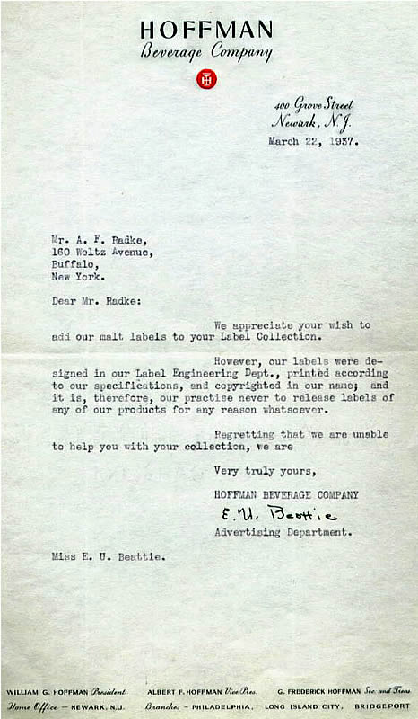 Hoffman Letter 1937
