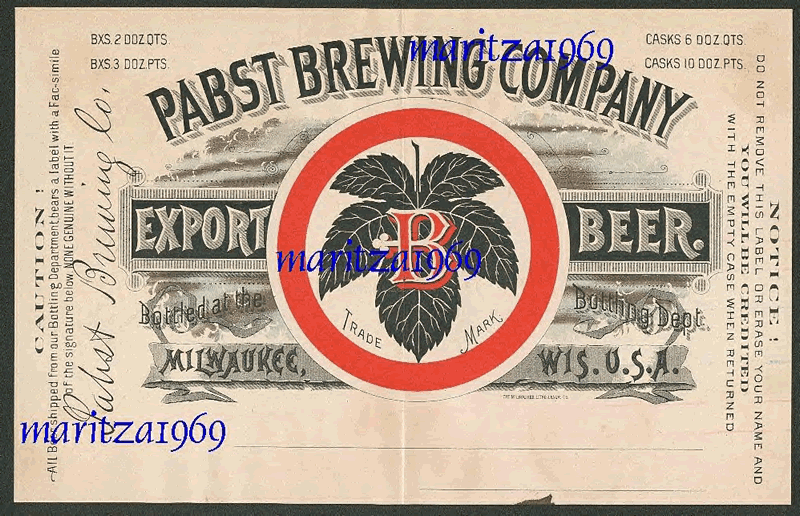 Pabst Brewing Company Export Beer
