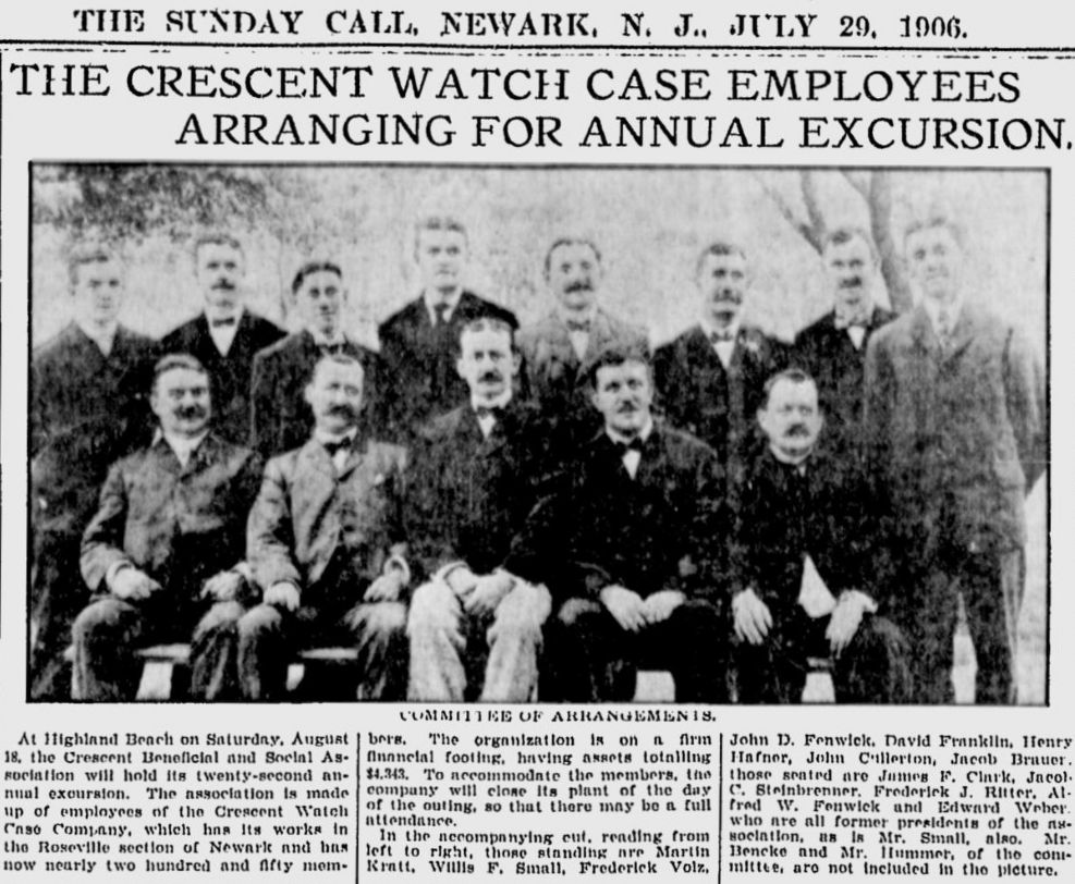 The Crescent Watch Case Employees Arranging for Annual Excursion
July 20, 1906
