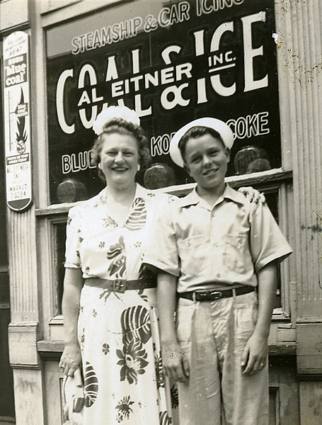 Harriet Brown Eitner & Dan Jr. in front of store.
Photo from Dan Eitner
