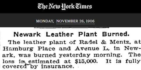 Newark Leather Plant Burned
November 26, 1906

