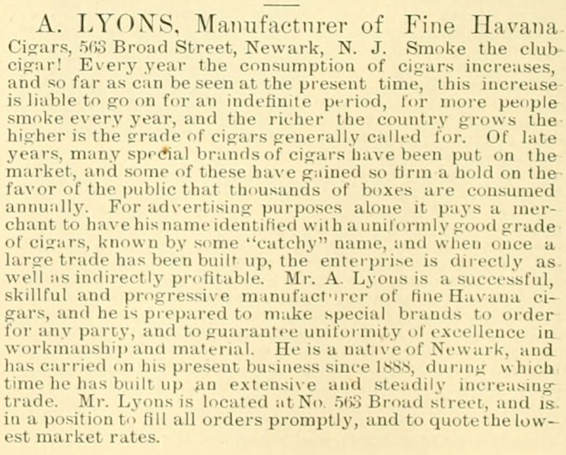 From “Newark and Its Leading Businessmen” 1891
