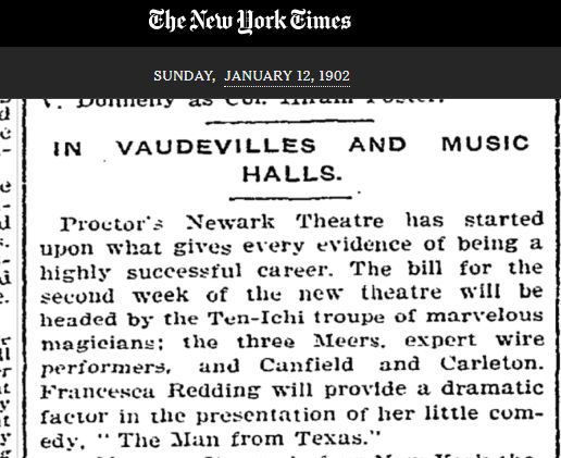 In Vaudeville and Music Halls
January 12, 1902
