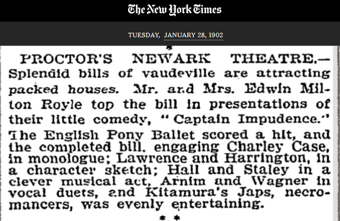Proctor's Newark Theatre
January 28, 1902
