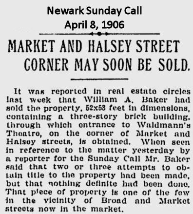 Market And Halsey Street Corner May Soon Be Sold
April 8, 1906
