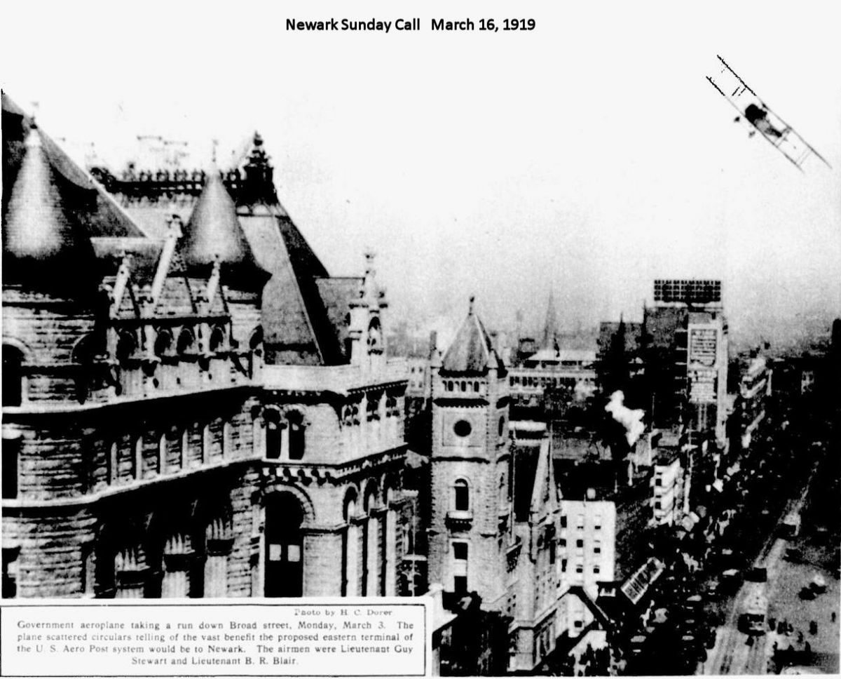 A plane dropping leaflets over Broad Street announcing the new airfield
March 16, 1919
