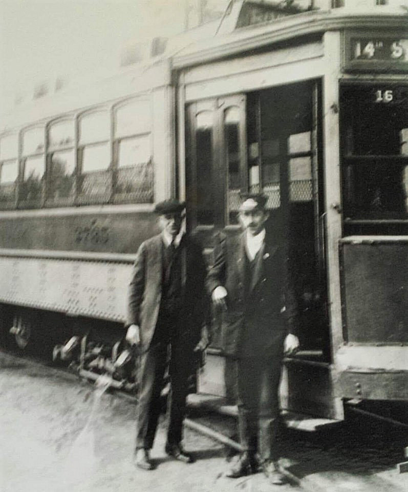 Fare Collector
My Grandfather, on the right, as a fare collector for Public Service. Photo taken at the Ampere Trolley house on Orange street
Photo from Philip Donnelly
